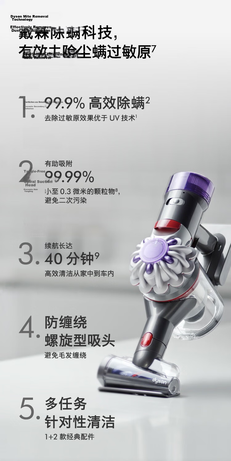DYSON V8 Focus Mattress Handheld Mite Removal Vacuum Cleaner (Model 24) Cordless Handheld Mite Removal Bed Vacuum Pet and Home Use 4