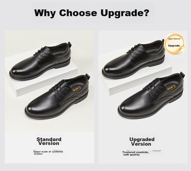 Huili Men's Leather Shoes, Spring Business Black Formal Shoes, Wear-Resistant Black Height-Increasing Shoes, Elegant Black - Standard Style, Size 45 6