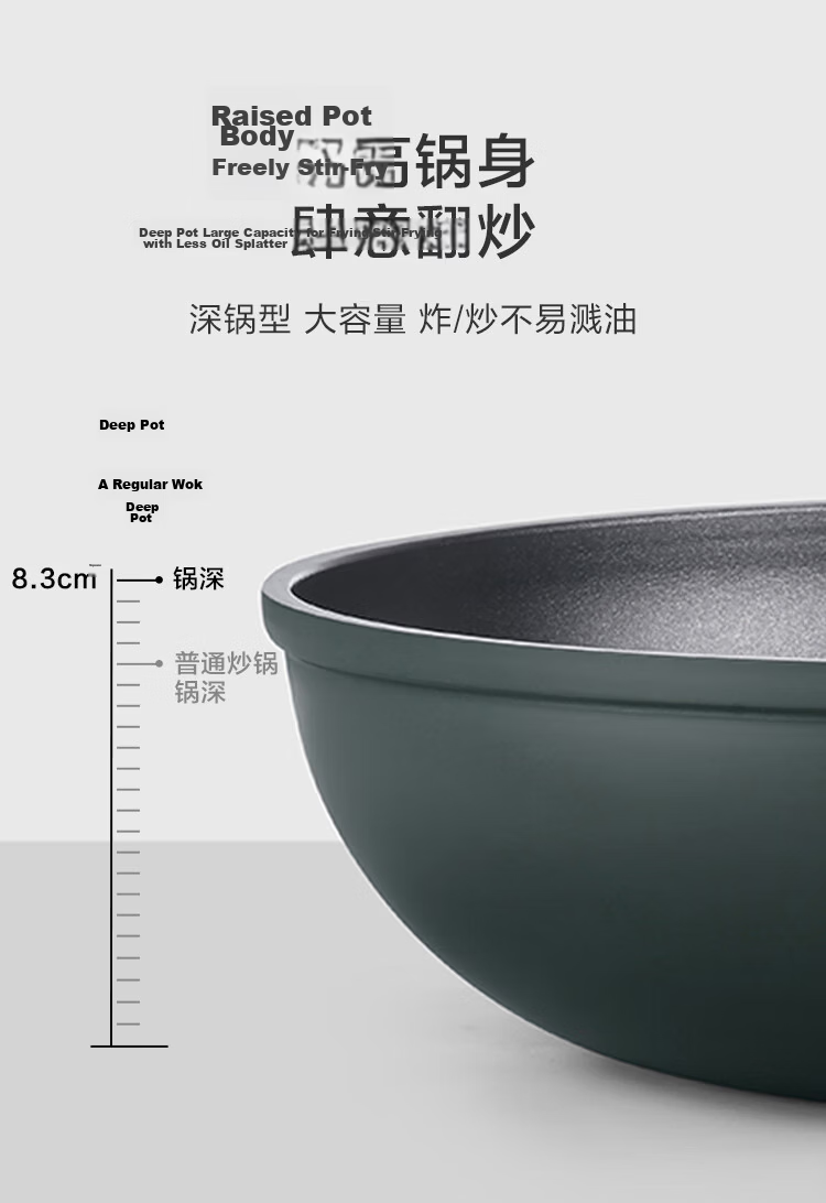 JD Original Non-Stick Wok, Maifanshi Color Cooking Pan for Induction And Gas Stoves, Flat Bottom Frying Pan 30cm, Spatula Included 11