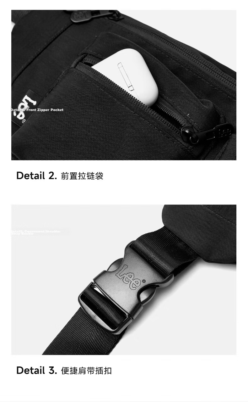 Lee Men's Large Capacity Crossbody Bag Outdoor Sports Chest Bag Daily Commuter Small Waist Bag Casual Lightweight Shoulder Bag for Women 8