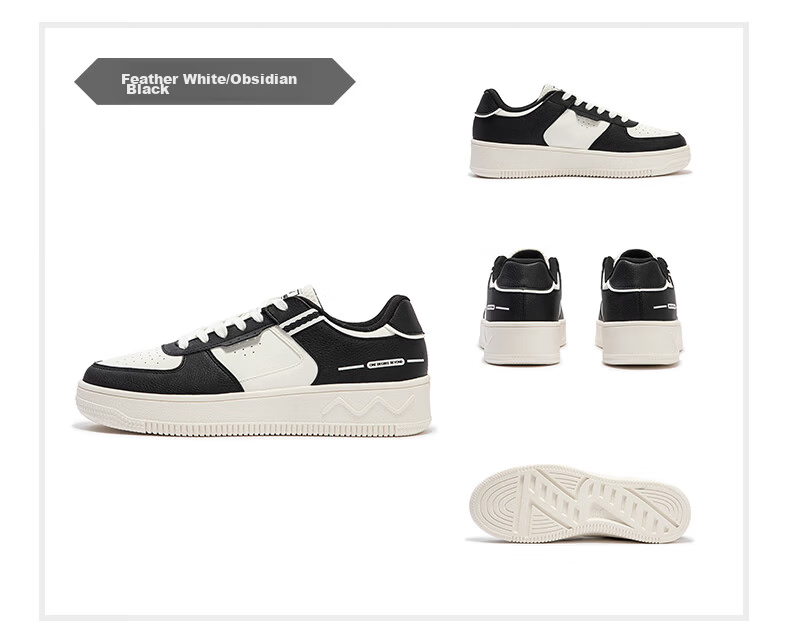 361° Men's Sports Shoes, Air Force One Retro Thick-Soled Heightening White Sneakers, Casual Versatile Skateboard Shoes, 672426611-1 23