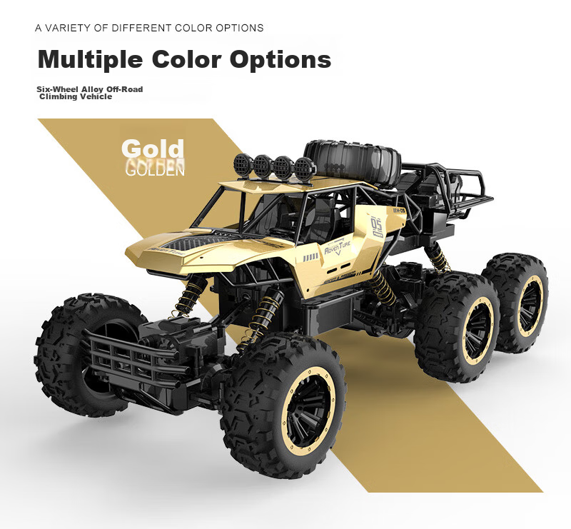 Kailesi Gold 46cm 4WD Alloy Six-Wheel Remote Control Off-Road Car Electric Toy Racing Model Boys Children Birthday Gift 12
