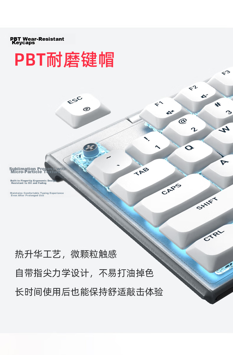 CHERRY MX10.1 Low-Profile Mechanical Keyboard, Bluetooth Wireless 104-Key Keyboard, E-Sports Gaming, RGB Lighting Effects, Ultra-Thin Body, Alloy Shell 6