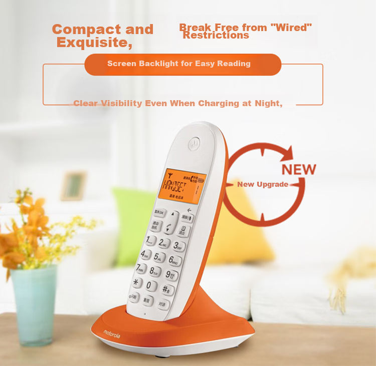 Motorola Cordless Digital Telephone, Wireless Landline Phone, Parent-Child Handset, White Backlit Clear Display, Hands-Free for Office And Home Use T301HC Child Handset, Black (To Be Used with Main Unit) 4