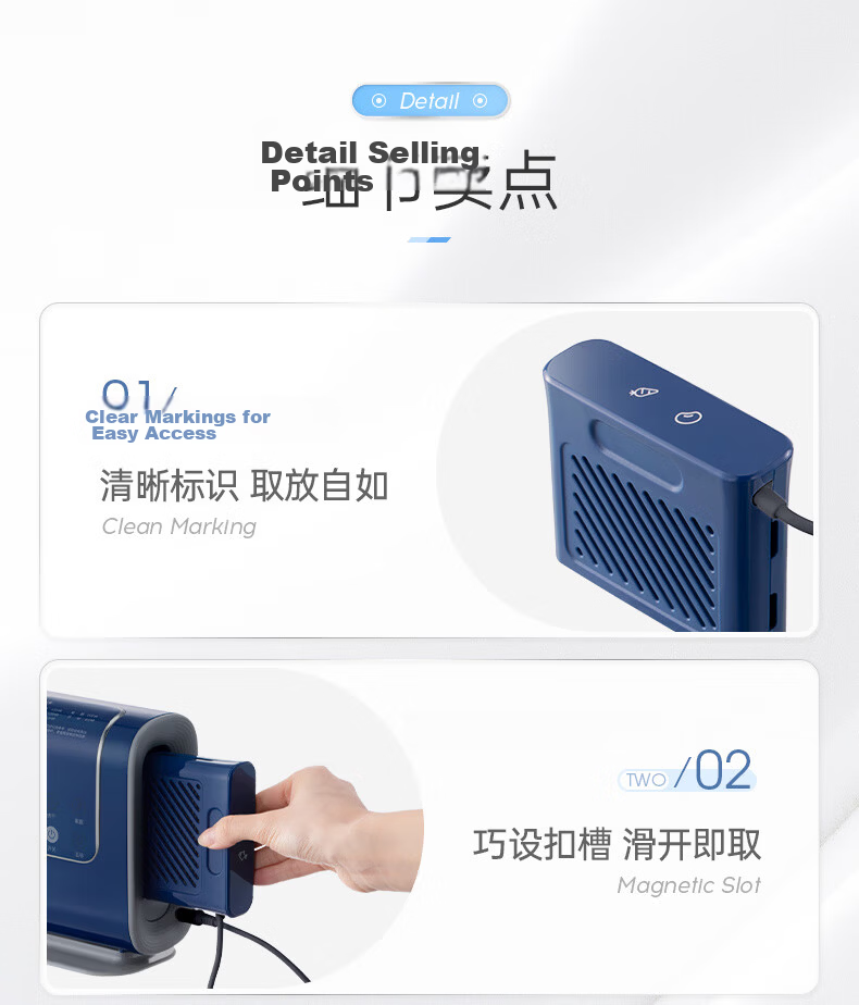 Morphyrichards Fruit and Vegetable Washer Home Dual-Chamber Wired Vegetable Cleaner Vegetable and Fruit Residue Removal Purification Machine MR2061 Luxury Blue 25