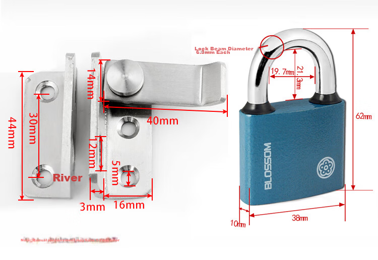 Auburn 5045 Right Angle Door Latch + Padlock Stainless Steel Student Dormitory Fixed Door Lock Hasp Door Catch Hinge Bolt Lock 14