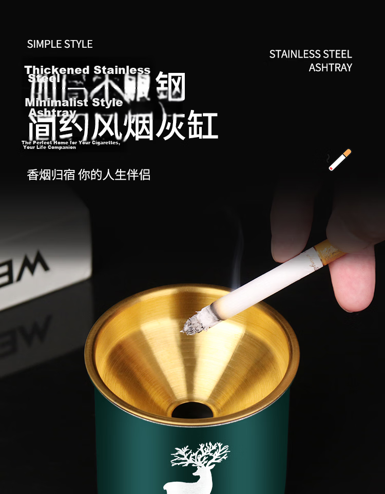 TaTanice Ashtray, Windproof And Ash-Proof Stainless Steel Ashtray for Home, Office, Restaurant, Internet Cafe, Shatterproof Ashtray 1