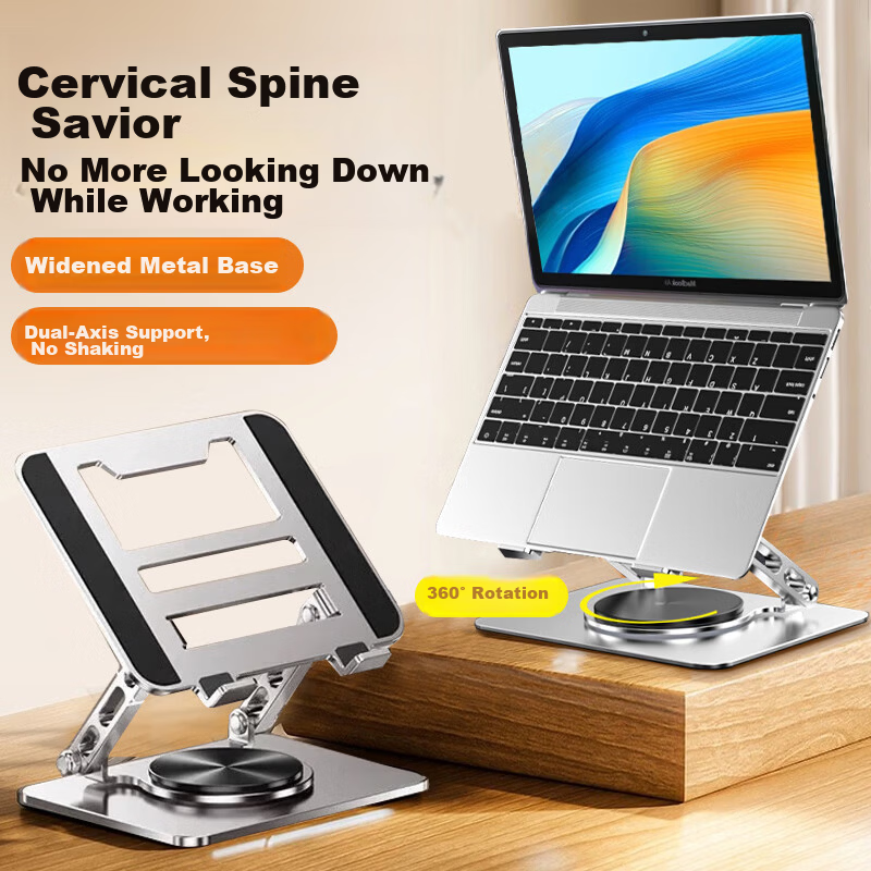 Youhuoda Laptop Stand Holder Elevated Cooling Rack Gaming Metal Frame 360-Degree Rotatable Adjustable Height Stand