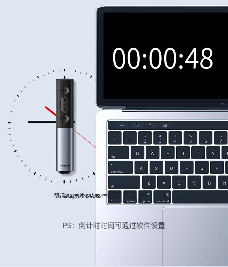 UGREEN Laser Pointer for PPT Presentations, Teacher's Use, Bluetooth Connection Rechargeable Model, Large Conference Presentation Pointer Projector Pen, Compatible with Seewo Whiteboard/matte Screen, 45489 26