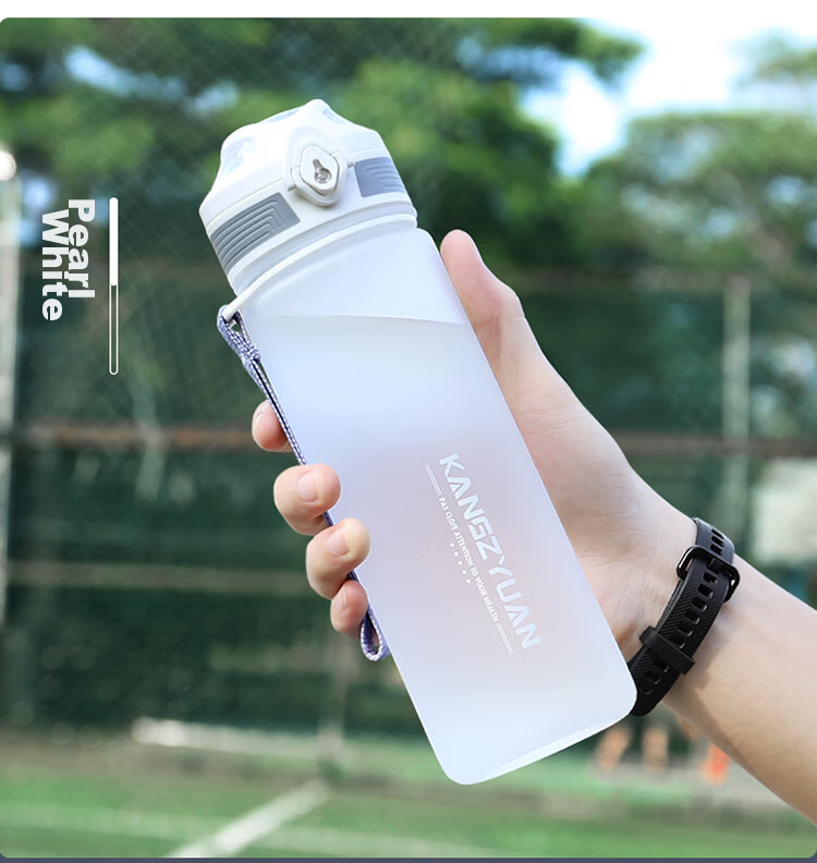 KANGZYUAN Tritan Water Bottle 1000ML Sports Cup for Men And Women, Portable Fitness Water Bottle, Direct Drinking Plastic Cup 9082 Black 18