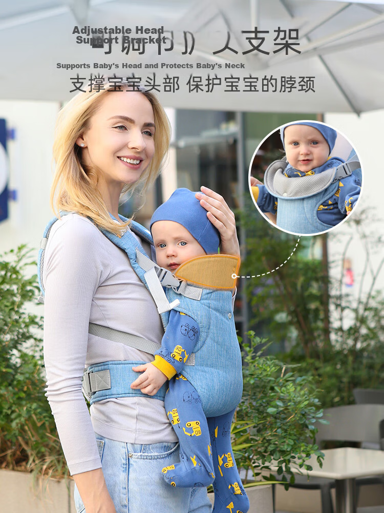 9i9 Baby Carrier Waist Stool Front and Back Dual Use Breathable Safety Lightweight Linen A35 Gray Outdoor Baby Seat Cushion 6