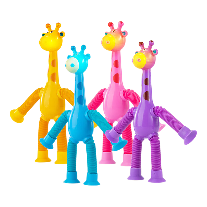 Tangmi TEMI Children's Toy Suction Cup Giraffe with Light-Up Extendable Tube, Creative Stress Relief Birthday And Holiday Gift