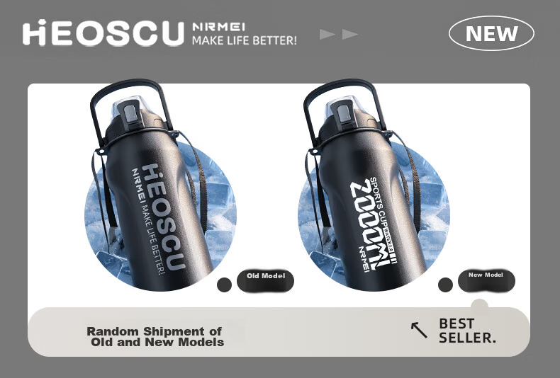 NRMEi Insulated Water Bottle, Large Capacity 2000ml, for Men And Teenagers Aged 12-18, Students, Sports Water Bottle Cup 1