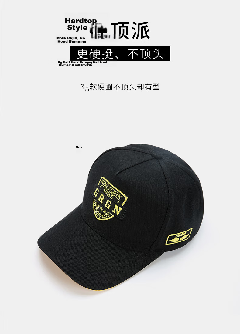 GRGN Men's Baseball Cap Four Seasons Large Head Circumference Wide Brim Duckbill Cap Slim Face Duckbill Cap for Young and Middle-aged 1