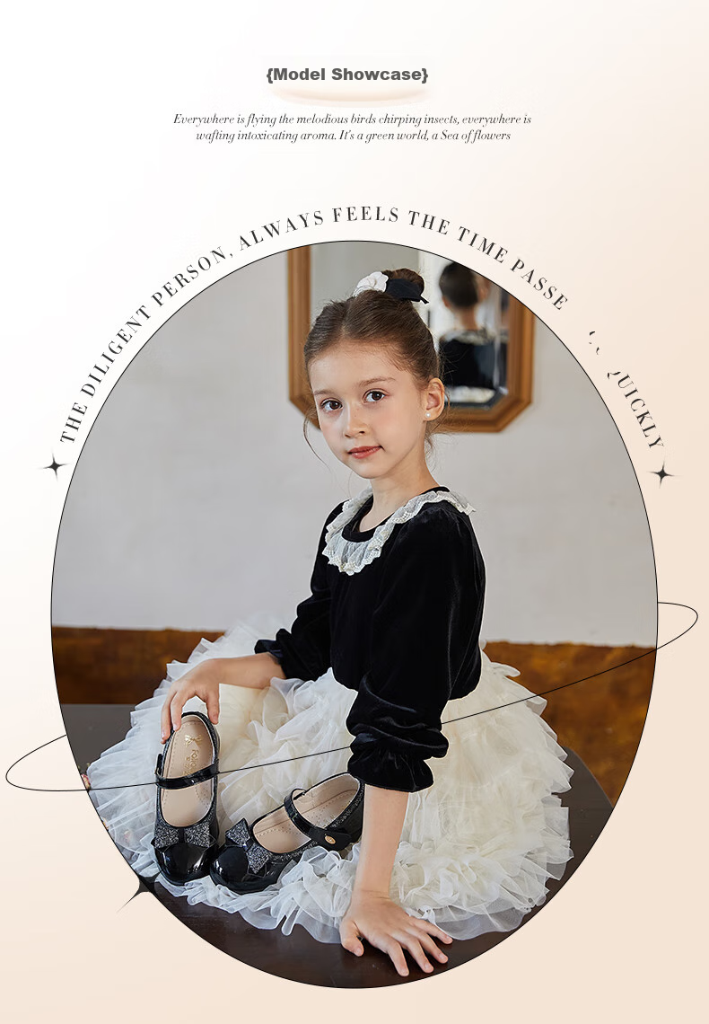 Follow Me Girls' Leather Shoes, Children's Princess Shoes, Patent Leather Soft Sole Performance Shoes, Children's Flats, Square-Toe Leather Shoes, Lotus Pink, Size 36 10