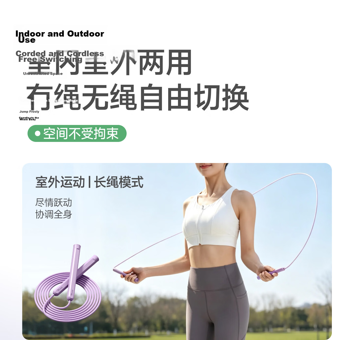 Keep Jump Rope for Adults, Cordless Jump Rope for Weight Loss, Fitness And Fat Burning, Dual-Purpose Heavy Ball Model, Glacier Gray 17