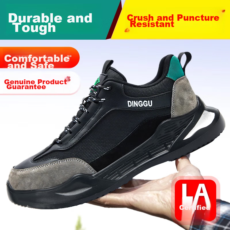 Dinggu Men's Labor Protection Shoes Four Seasons Soft Sole Steel Toe Anti-Smash Anti-Puncture Safety Functional Shoes JD1165AW42