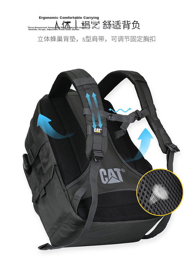 CAT Backpack Lightweight Laptop Bag 15/16 Inch Business Backpack Large Capacity Simple Outdoor Men's Gray Green 84033 8