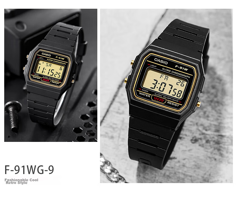 CASIO F-91WB-2A1 Retro Unisex Digital Watch Vintage Small Square Student Watch 11