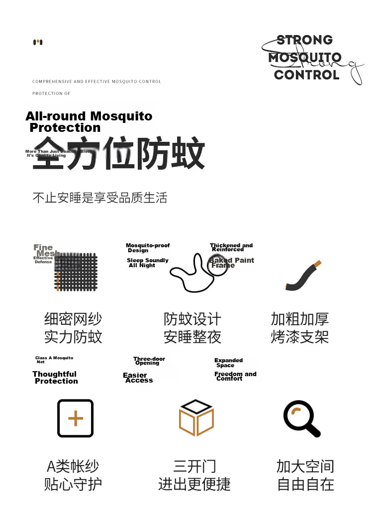 MUJI Anti-Fall Mosquito Net A-Class Mesh Bottom Fence Baby and Children's Mosquito Net Home Use Three-Door 1.5x2m Bed 2