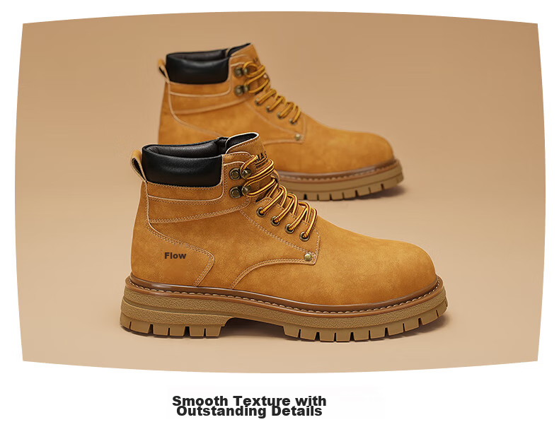 HLA New Year Gift Couples Yellow Boots Women Comfortable Autumn Winter Thick Sole Martin Boots T249 Earth Yellow Size 37 8