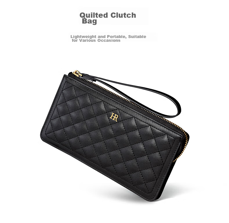 HRHR Women's Long Wallet Quilted Zipper Clutch Gift Box Set Valentine's Day Gift 7