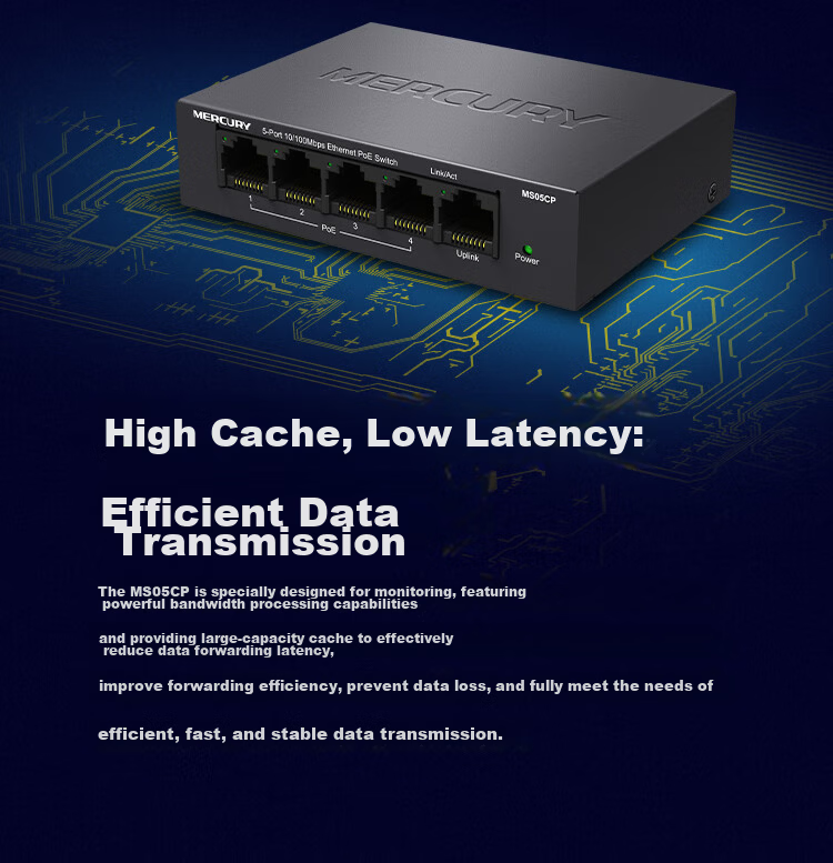 MERCURY 8-Port Gigabit POE Switch, Home Surveillance Camera Network Hub Splitter MSG08CP 6