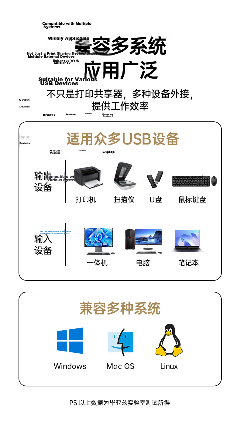 BIAZE VGA KVM Switch 2-in-1 Desktop Laptop Converter Dual Monitor Keyboard Mouse Printer Sharing Device 6