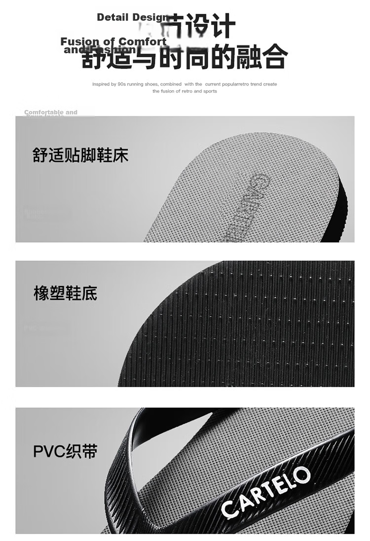 CARTELO Men's New Summer Herringbone Flip Flops Soft Sole Beach Outdoor Indoor Fashion Breathable Toe Post Sandals 10