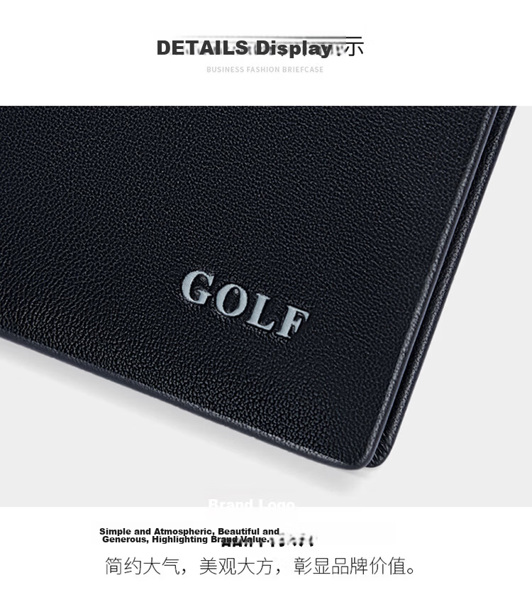 GOLF Men's First Layer Cowhide Horizontal Wallet Multi-Card Short Thin Wallet Gift Box Set for Boyfriend 22