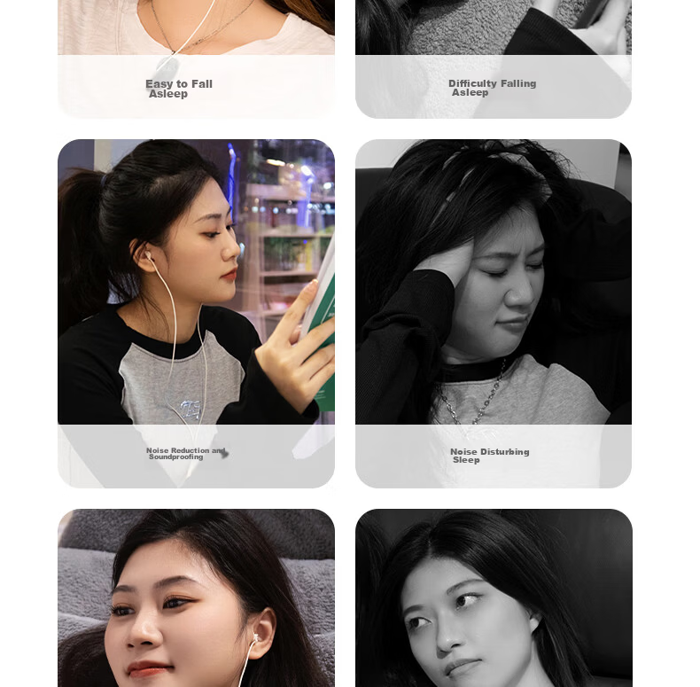 IKF Sleep Wired In-Ear Sleep Headphones Side Sleep Noise Cancelling Soft Earphones with Mic 3.5mm for Apple Android Yunyan White 4