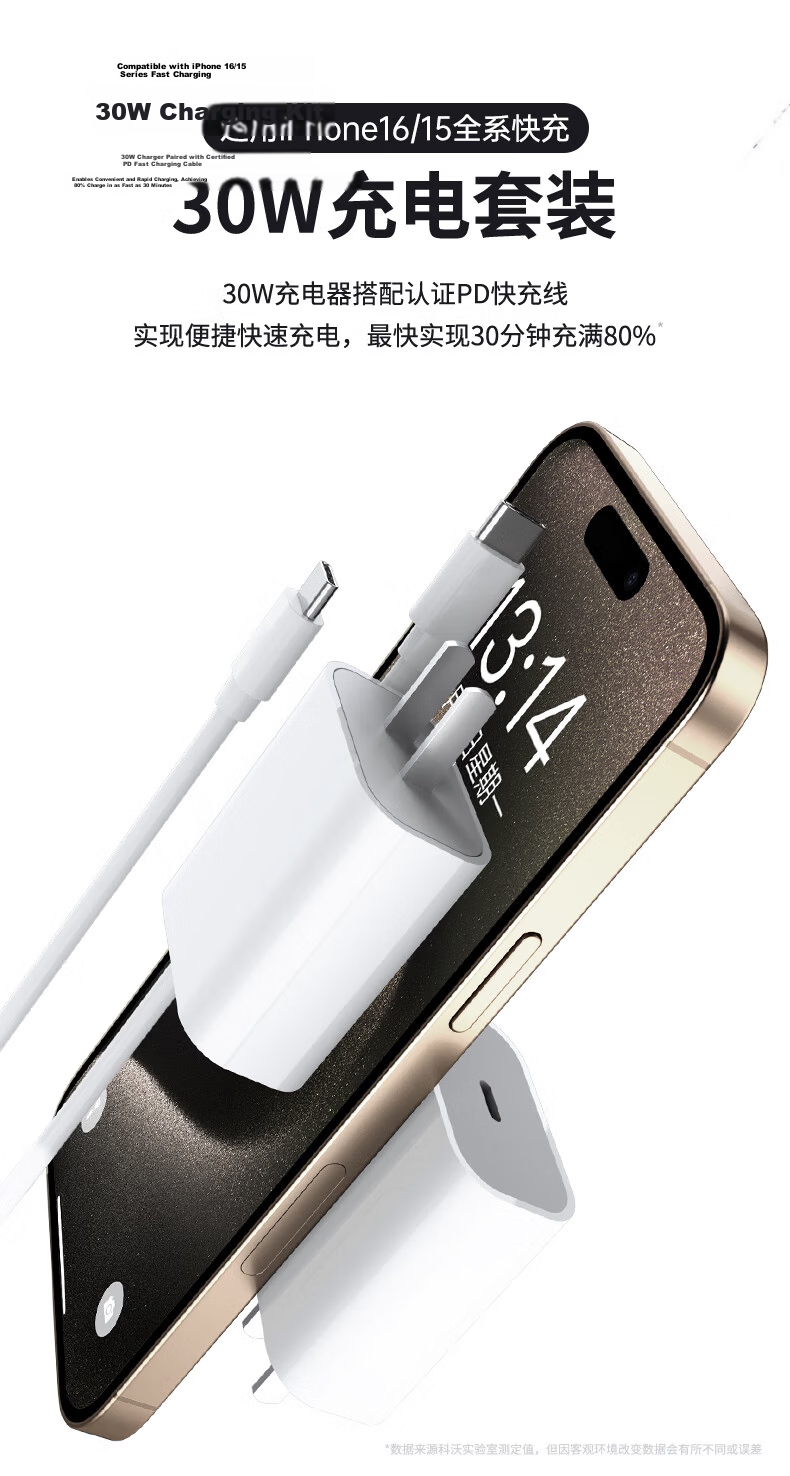 Kewo 30W Fast Charger Set for Apple iPhone 15/16/17/18 Pro/Pro Max with Dual Type-C Data Cables for iPad Pro 5