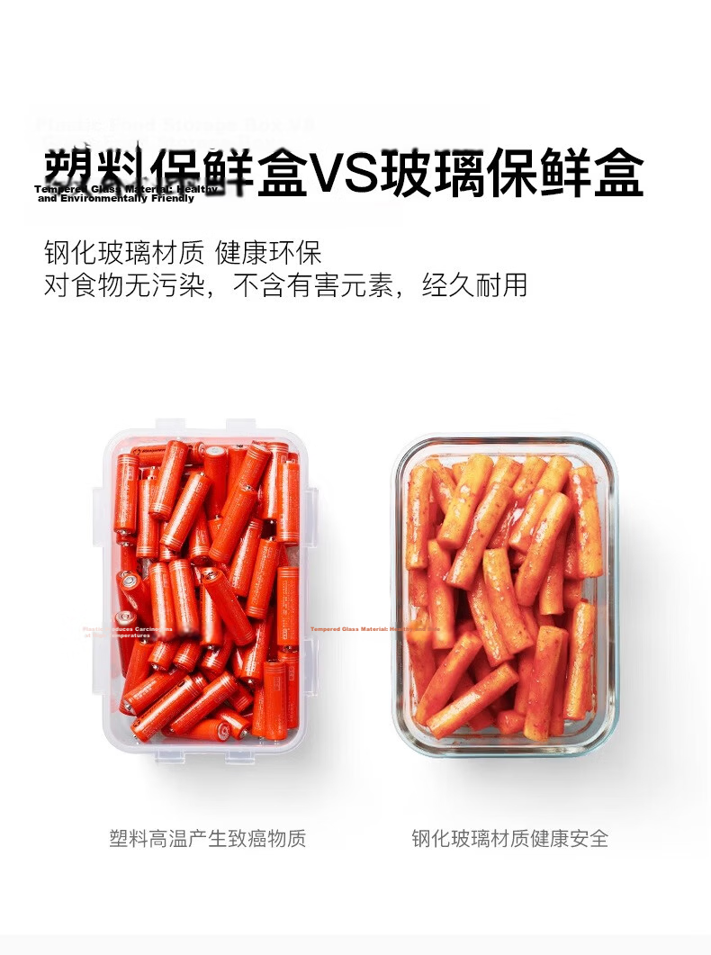 GLASSLOCK Imported Food Storage Container with Lid High Temperature Resistant Household Partition Lunch Box 2-Piece Set with Bag Gift 5