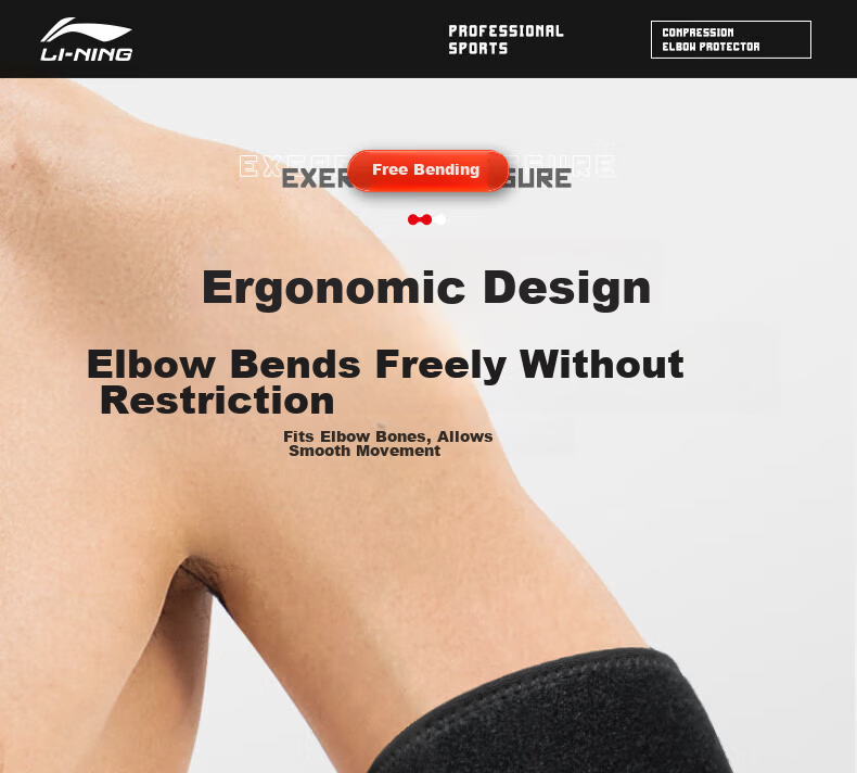 LI-NING Elbow Support Tennis Elbow Brace Joint Protector Warm Badminton Men's Fitness Bench Press Compression Sports Arm Sleeve 11