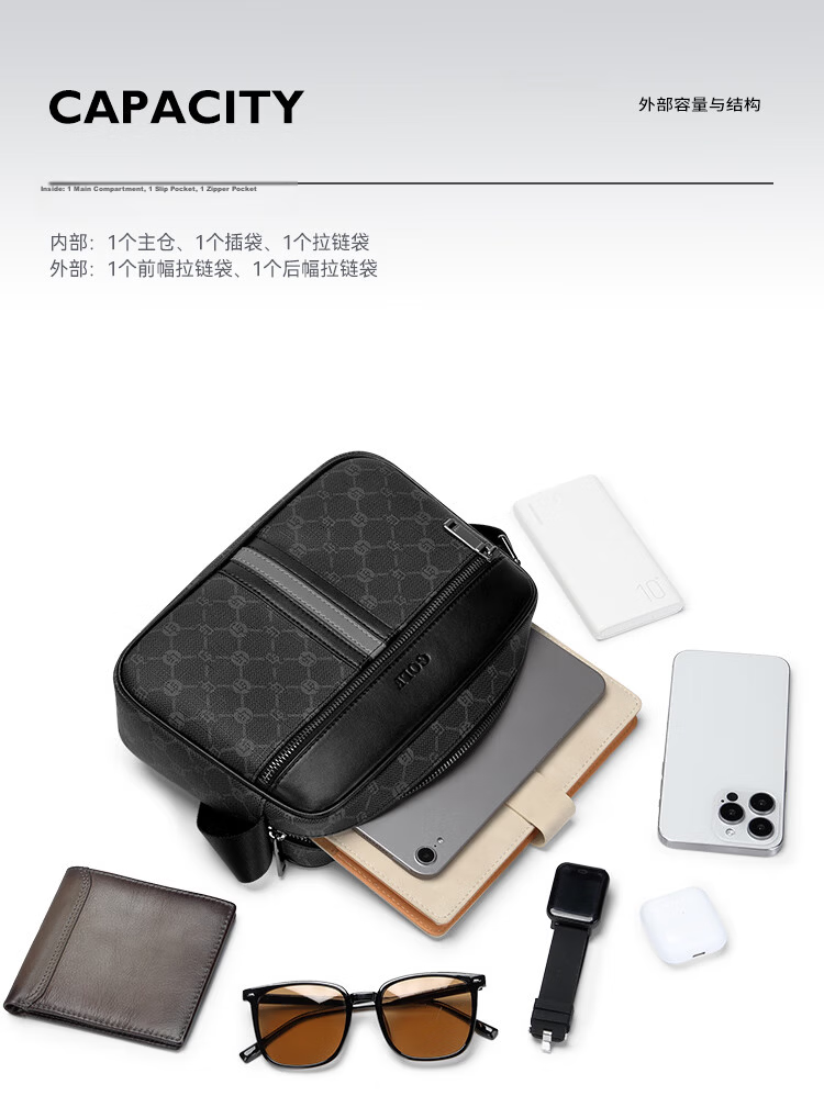 GOLF Men's Printed Single Shoulder Crossbody Bag Multi-Compartment Waterproof Business Commuter Bag for Phone and iPad 9