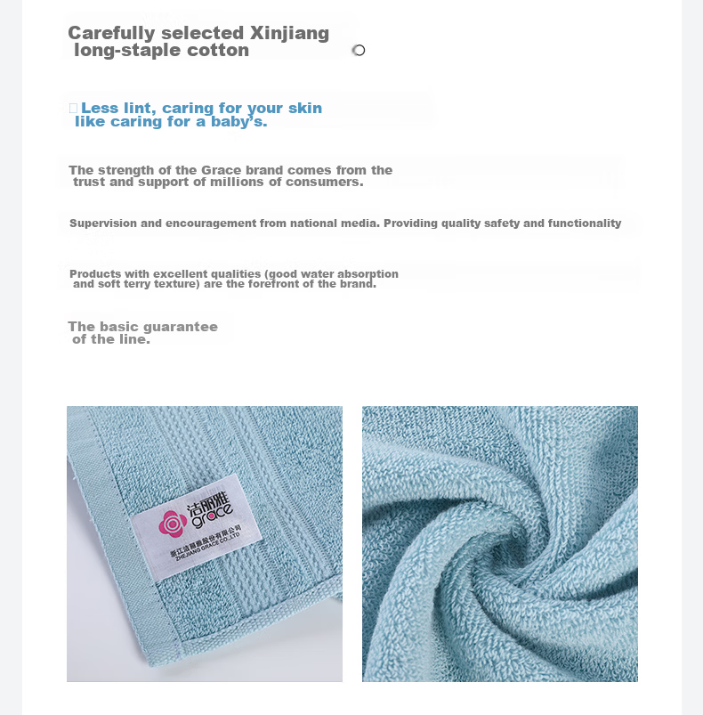 Grace 7A Antibacterial Children's Towels 4-Pack Pure Cotton Soft Face and Bath Towels Household Absorbent Quick-Dry Unisex Cotton Towels 5