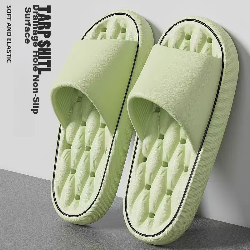 Seven-Color Spun Water-Leak Slippers Men Squishy Bathroom Hollow Thick Sole Non-Slip Couple Shower Home Women Grey Size 44-45