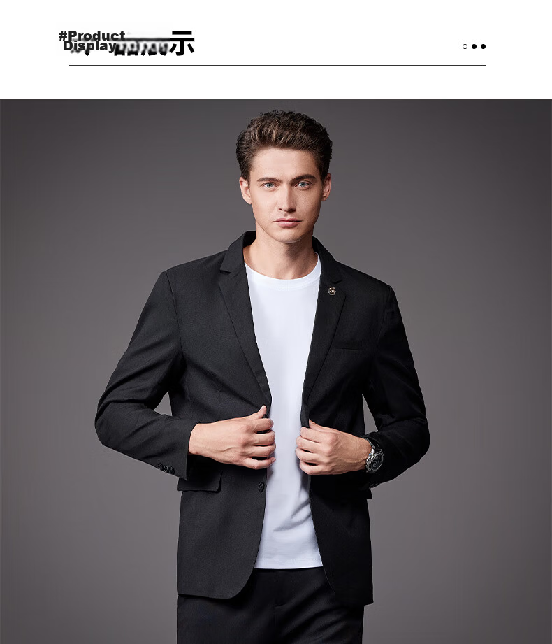 ROMON Men's Fashion Two-Button Single-Breasted Suit Jacket Business Casual Wedding Blazer YT2088 Black M 8