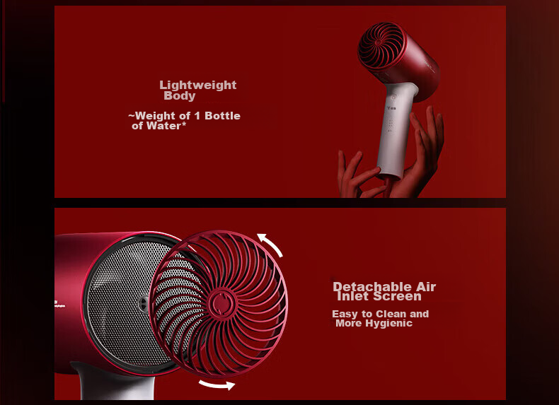 SOOCAS Ion Hair Dryer for Dorm Students, Smart Constant Temperature Hair Dryer without Blades, Pink, Valentine's Day Gift for Men And Wome 12