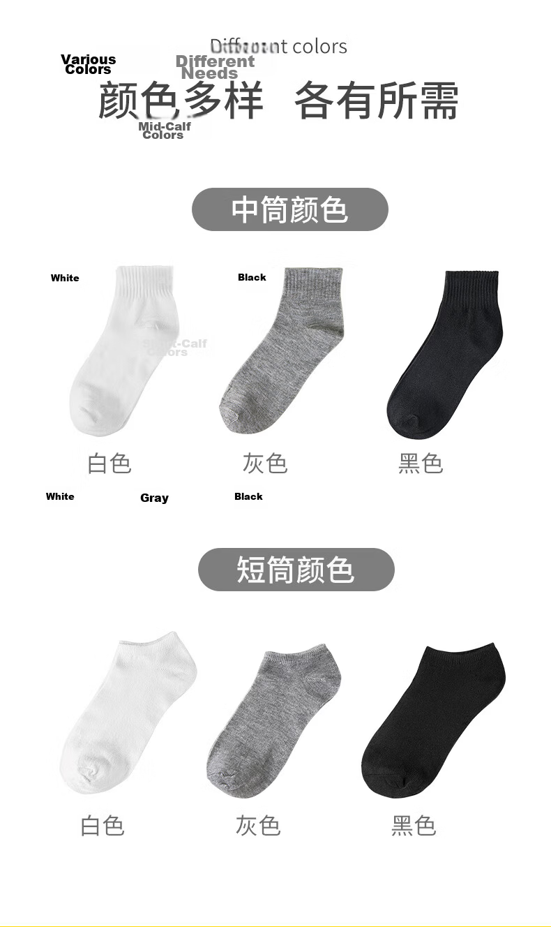 JOYTOUR Disposable Socks Boat Socks, Travel Portable No-Wash Short Tube Socks for Men And Women, Sports Cotton Socks, White [5 Pairs Pack] 5
