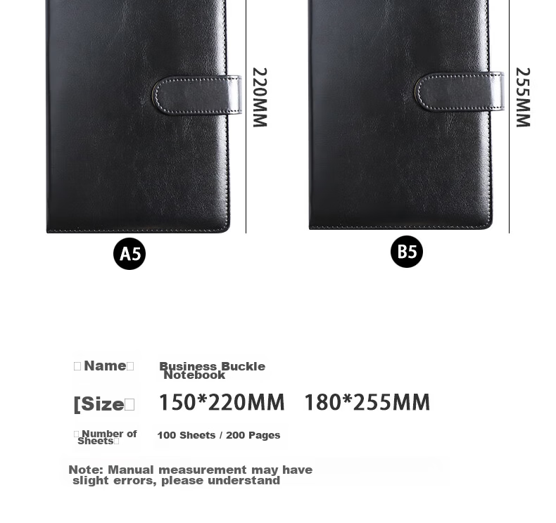 Tangyi B5 Brown Leather Notebook with Buckle, 100 Sheets 200 Pages, Business Office Meeting Record Book, Work Study Notebook, Journal Diary, Customizable Enterprise Logo 4