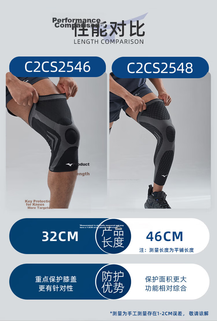 MIZUNO Knee Pads Sports Running Unisex Warm Professional Basketball Football Protective Gear Badminton Extended Leg Guards 2548-M Black Pair 4