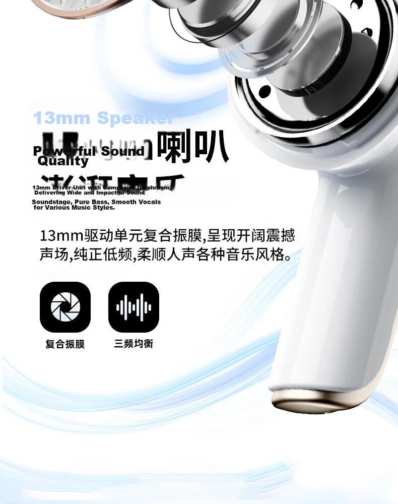 Lenovo [Ultra-Low Latency | E-Sports Grade] Gaming Headset, Bluetooth 5.4 Wireless Earphones, Semi-In Sound Positioning, RGB Lighting Effects, Long Battery Life, High-Definition Audio Quality, TG101 Moon Rock White 5