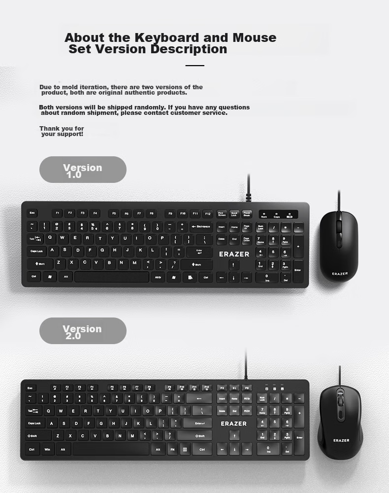Lenovo Invests in Brand Yinengzhe Wired Keyboard And Mouse Set with Mouse Pad, Full-Size Splash-Resistant, Business Office Desktop/Little New Compatible Black KM301 1