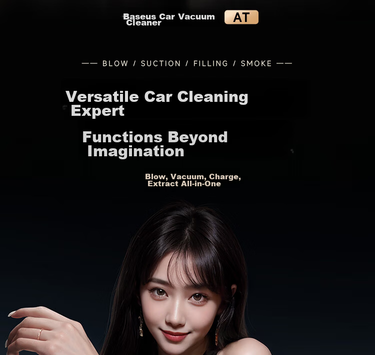 Baseus Car Vacuum Cleaner with Strong Suction, Cordless Handheld, for Home And Car Use, Portable Multi-Function Four-I 7