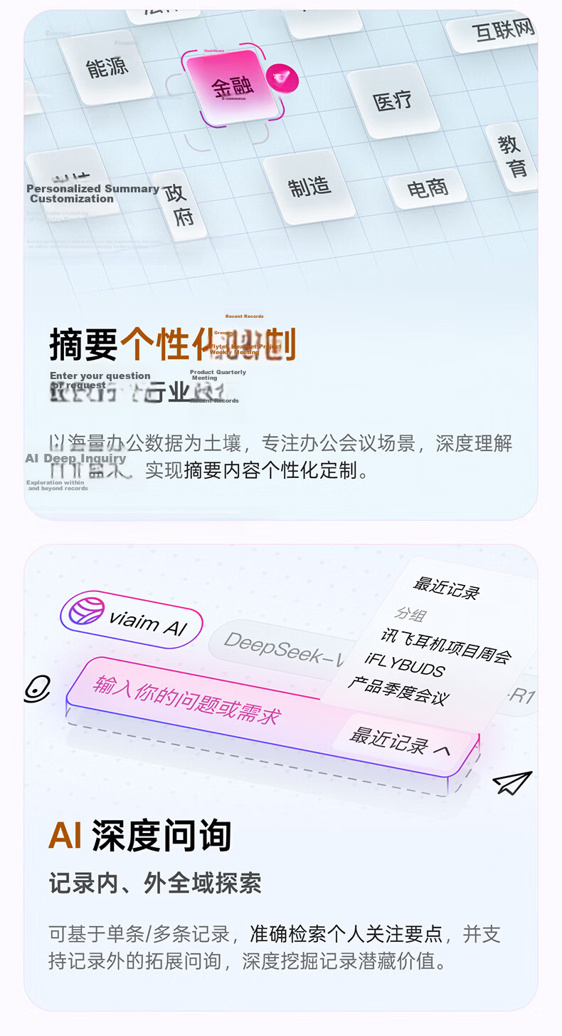 IFLYTEK AI Open Conference Headset Air2 Ice Gray Translation Headset Translation Device Smart Wireless Bluetooth Earphones Over-Ear Long Battery Life Compatible with Apple Huawei Xiaomi 9