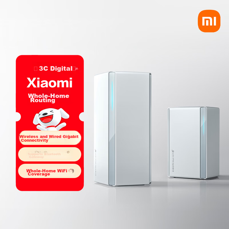 MI Whole-Home Router Set (1 Main + 1 Satellite) Smart Gateway Router WiFi6 Gigabit Supports Bluetooth Gateway NFC Connectivity