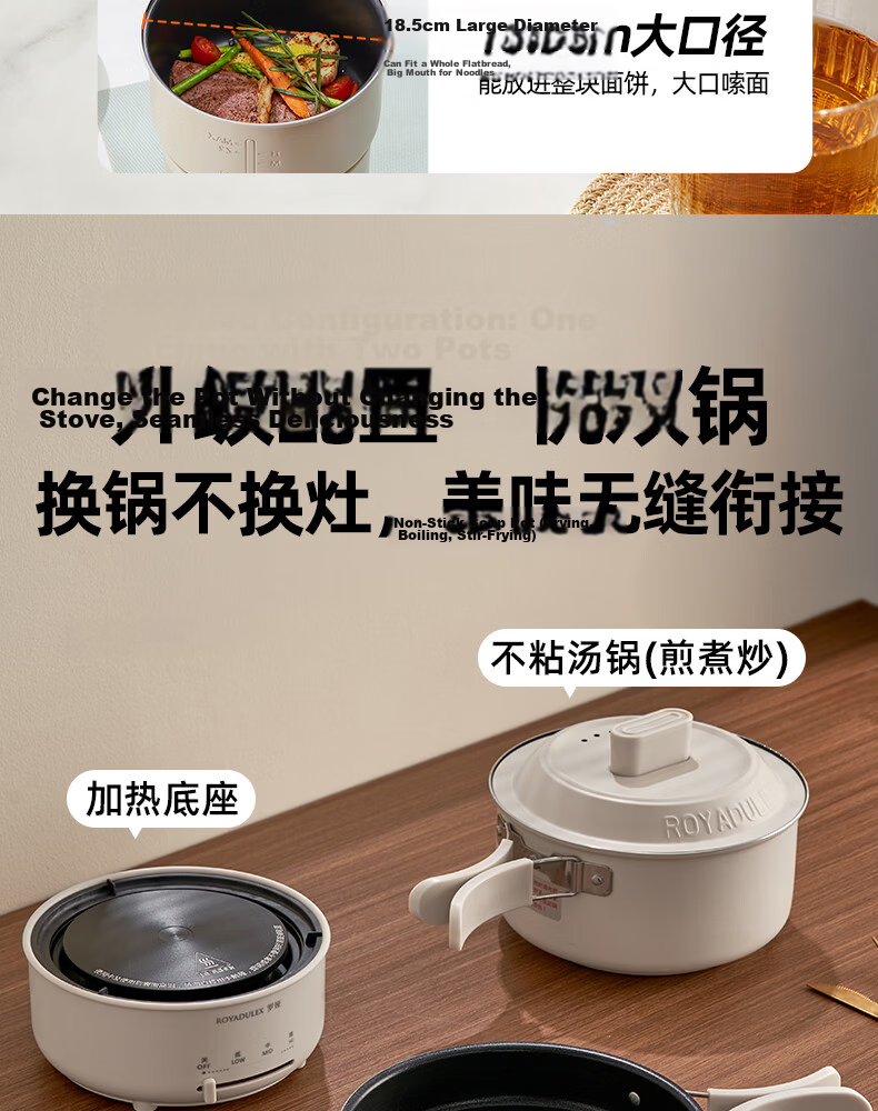 ROYALTY LINE Portable Electric Cooking Pot 1-2 Person Electric Stew Pot Porridge Cooker Small Soup Pot Baby Food Multi-Functional Electric Cooker 0.8L Nordic Green 15