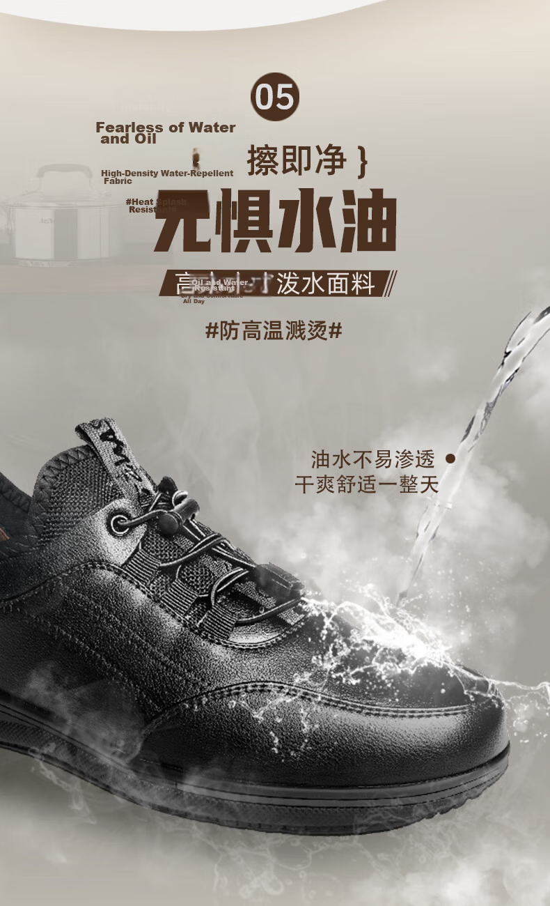 Chuwang Chef Shoes for Men, Non-Slip, Oil-Resistant, Kitchen Work Shoes, Water-Repellent, Casual Soft-Soled Leather Shoes with Laces, C5003, Size 41 7