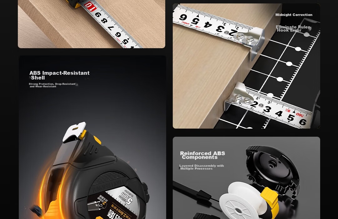 Deli High-Profile Steel Tape Measure, Stylish, Wear-Resistant, Drop-Resistant Ruler, High-Precision Measuring Tape, 5m*28mm 7